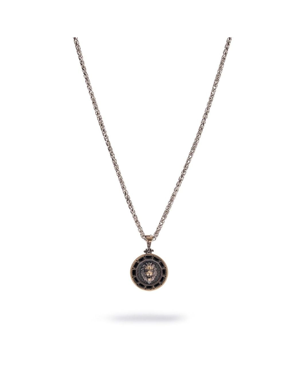 Ebru Jewelry White Majestic Lion Diamond Necklace for men