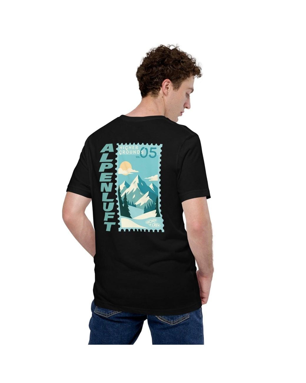 Anchor and Crew Black Higher Grounds Postmark Organic Cotton T-Shirt for men
