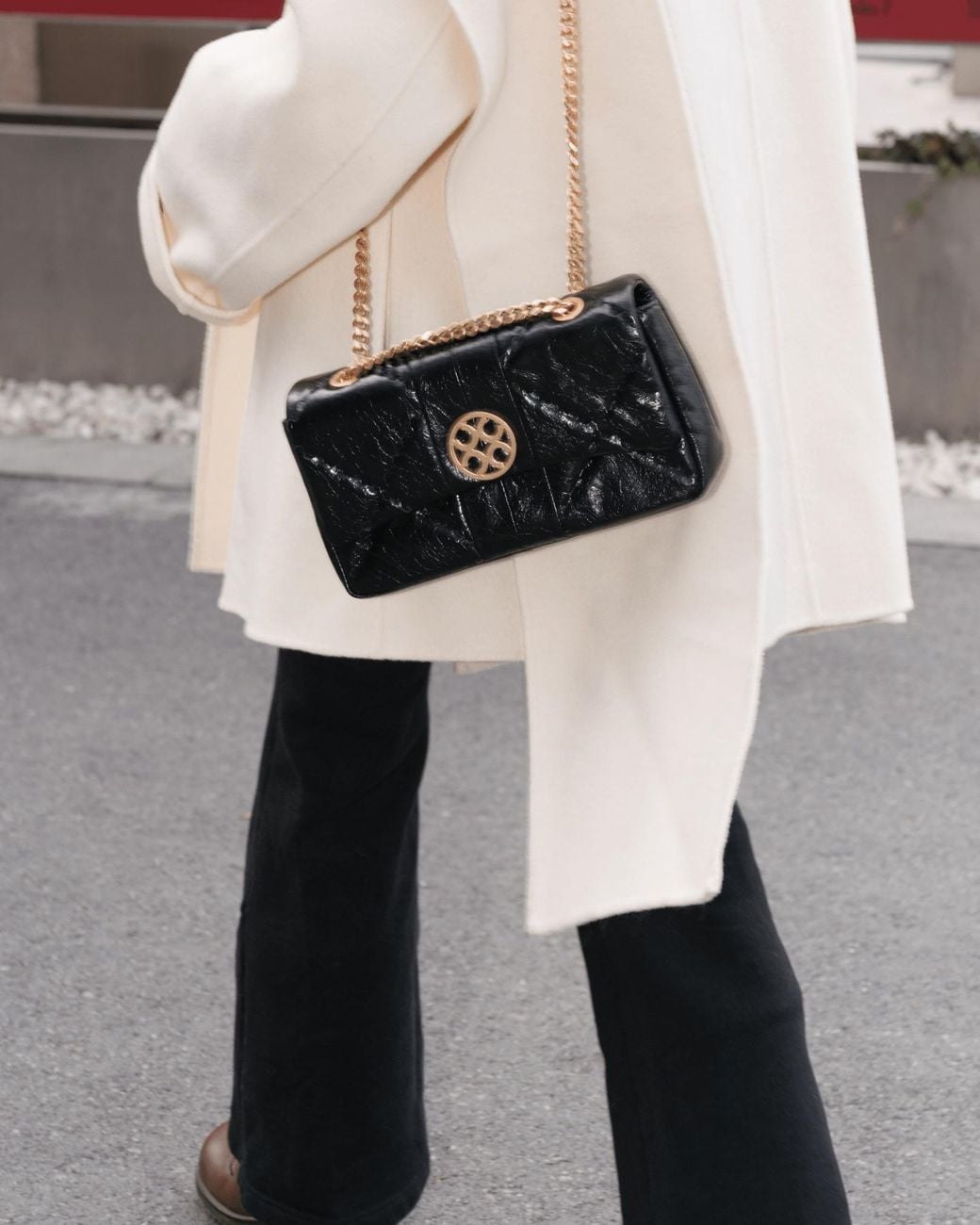 Orange Cube Black Mosaic Diamond Chain Bag