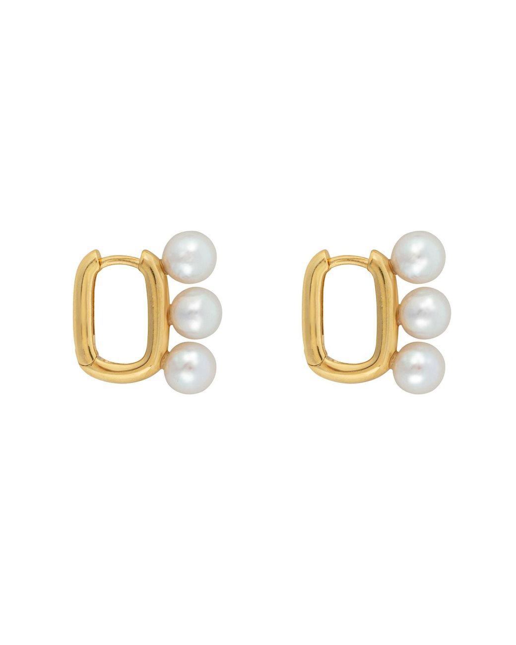 Ora Pearls White Aetia Trio Pearl Hoop Earrings