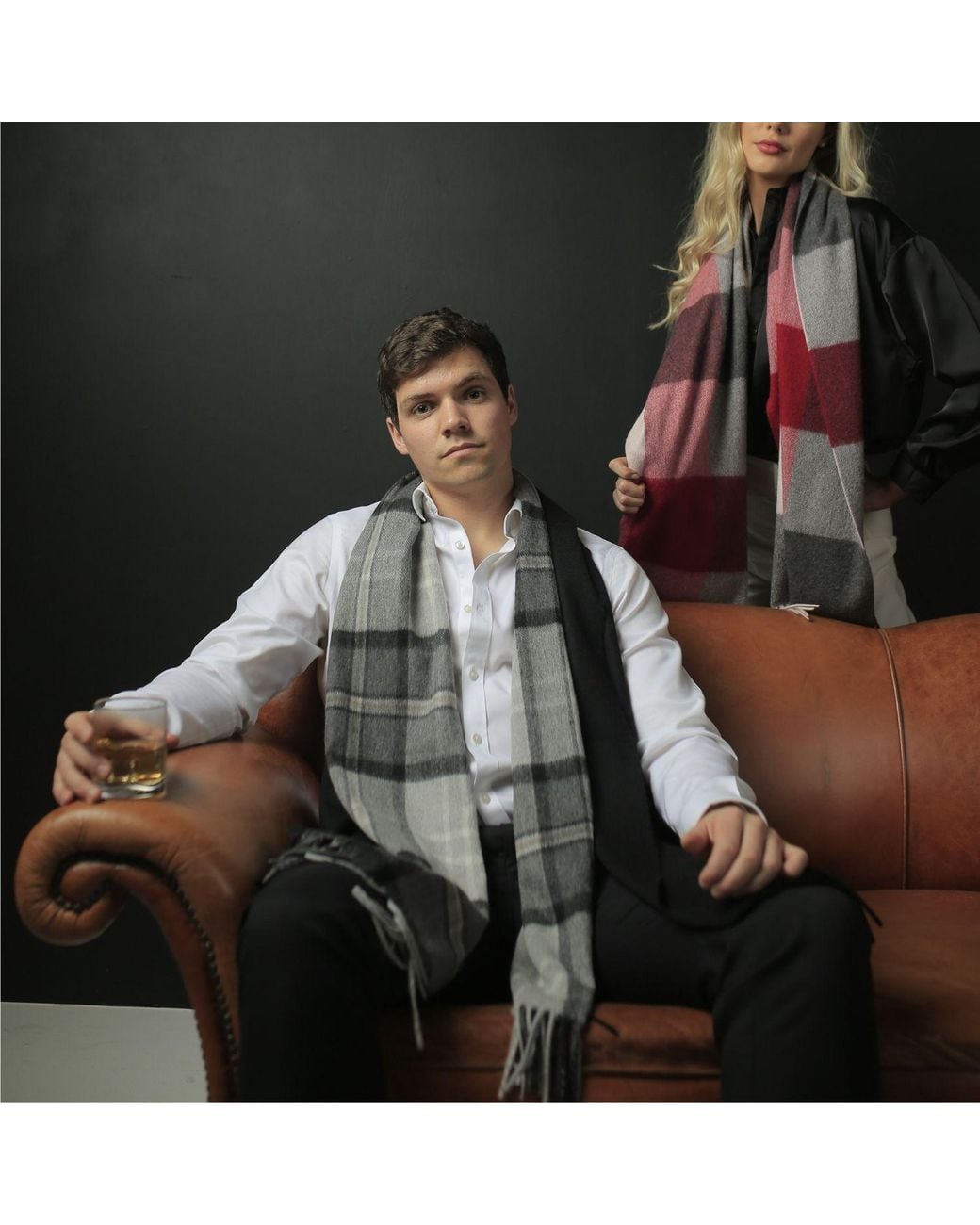 Kinalba Gray Oban Alba Cashmere Scarf for men
