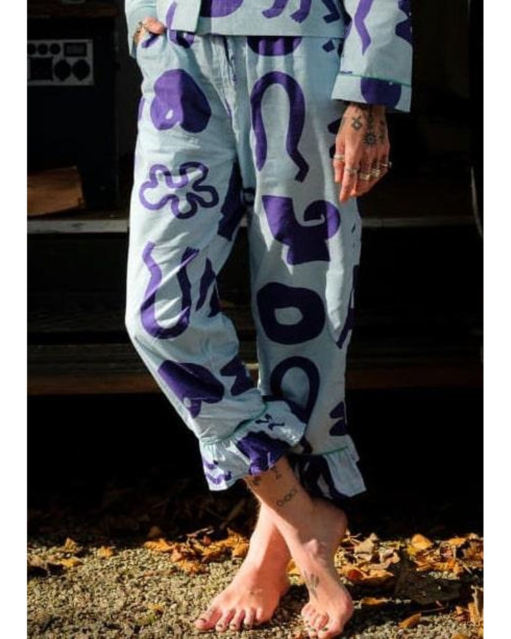 Wild Clouds Blue Organic Cotton Pyjama Bottoms