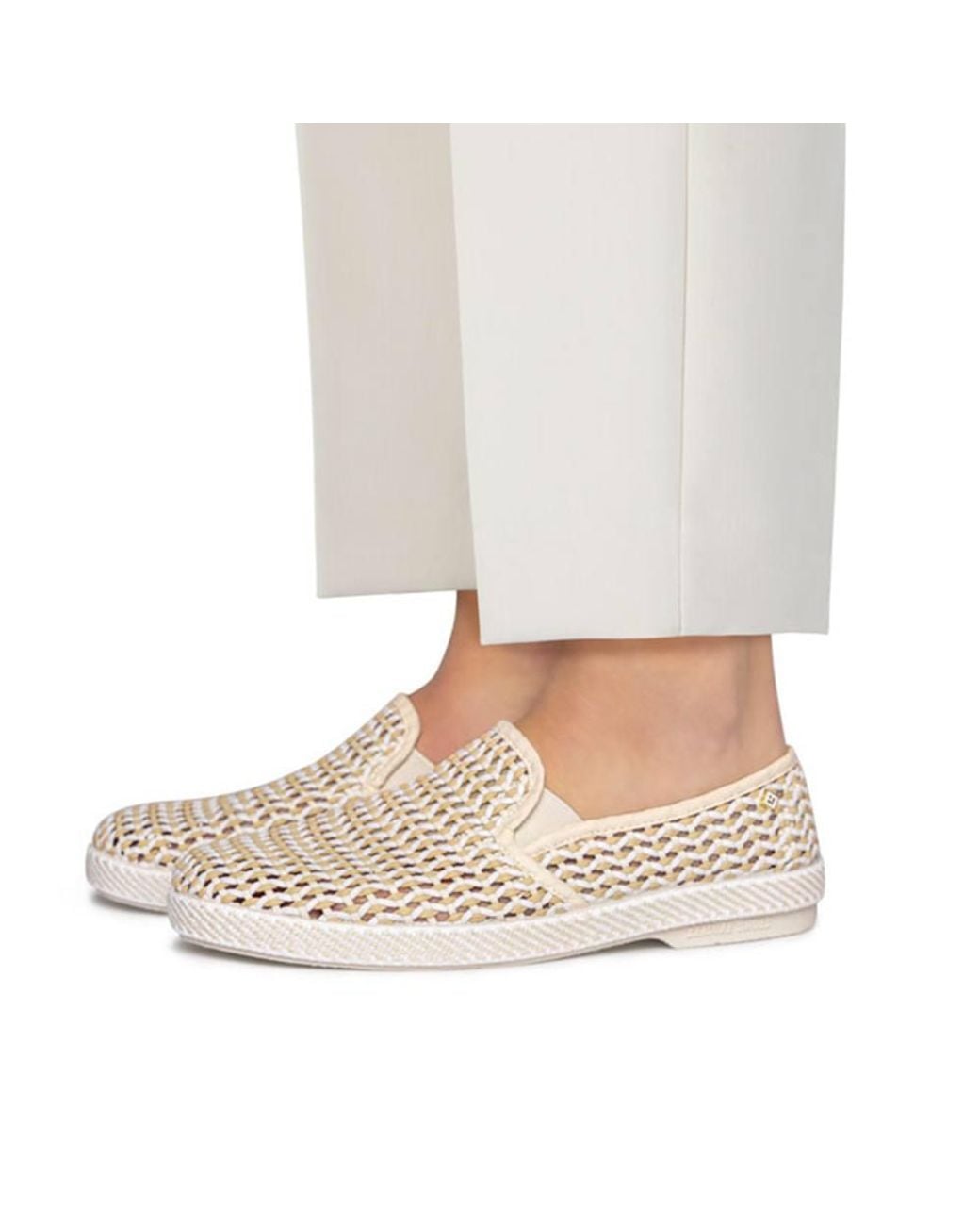 Rivieras White Classic Woven Cotton Slip-On Loafer