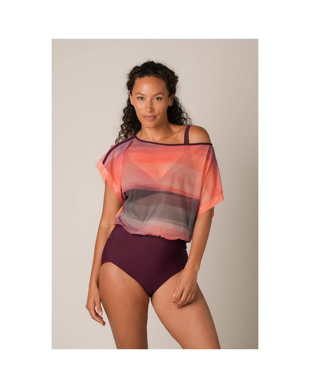 Serotone Swim Pink Mesh Top One Piece