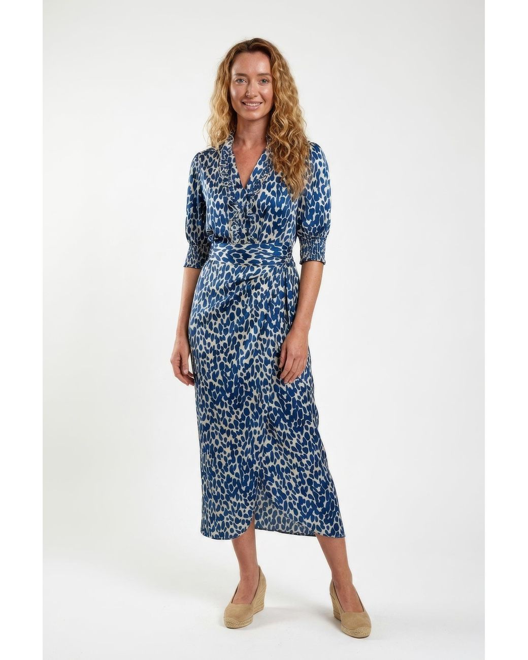 Guinea London Blue And Cream Wrap Skirt