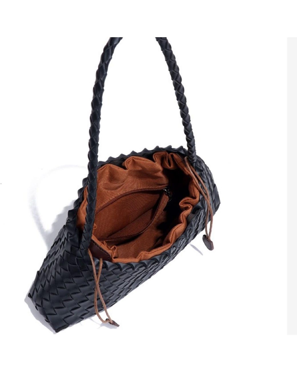 Rimini Black Woven Vegan Leather Sling Bag 'Leontina'