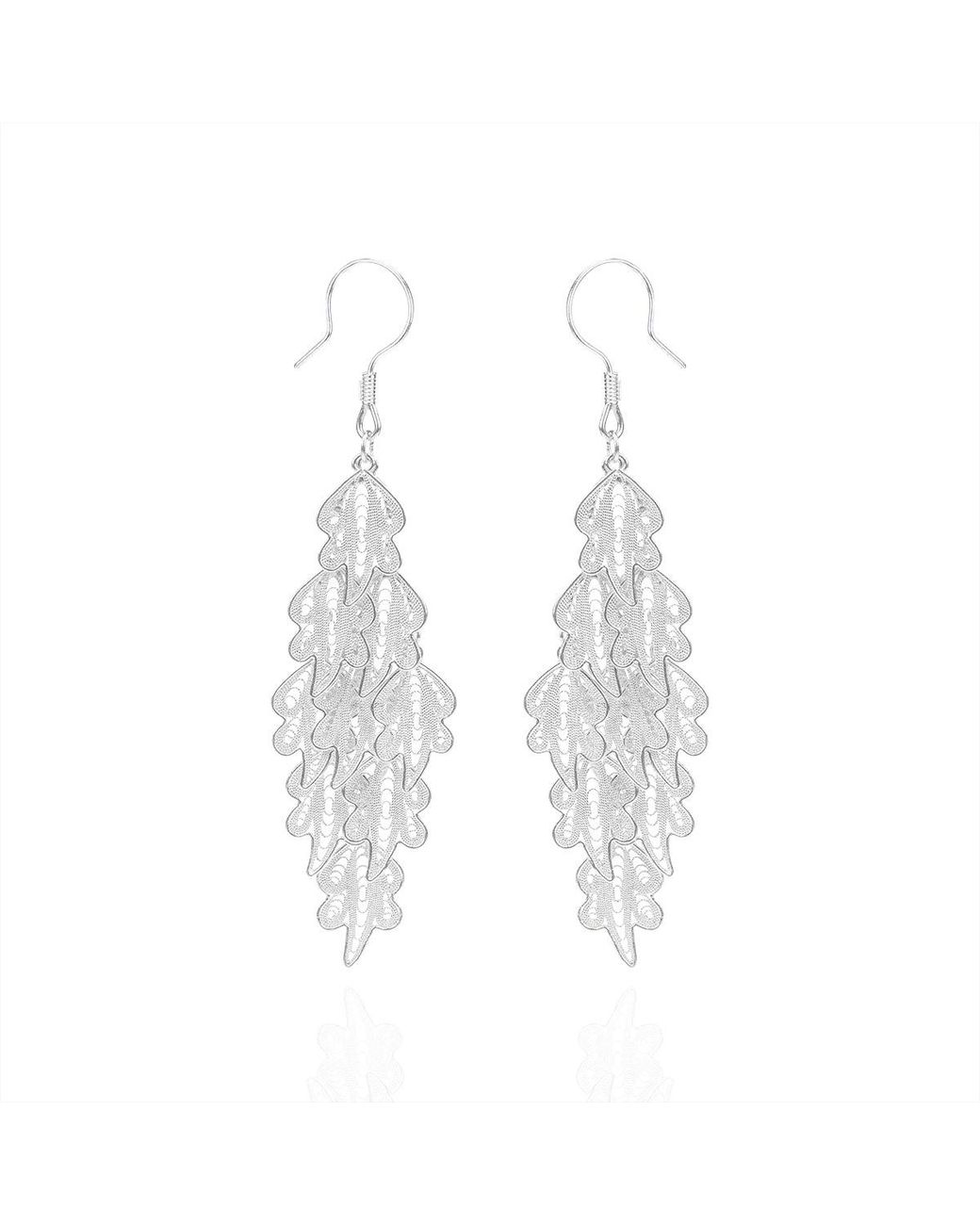 Far East Jewelry White Handcrafted Leaf Shadow Earrings