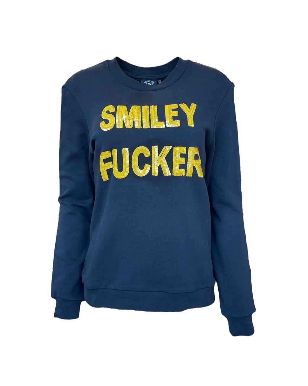 Any Old Iron Blue Sequin Smiley Fucker Sweatshirt for men