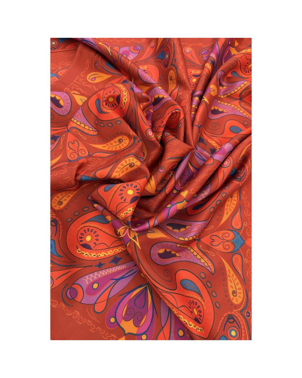 Janara Jones Red Paisley Satin Twill Scarf