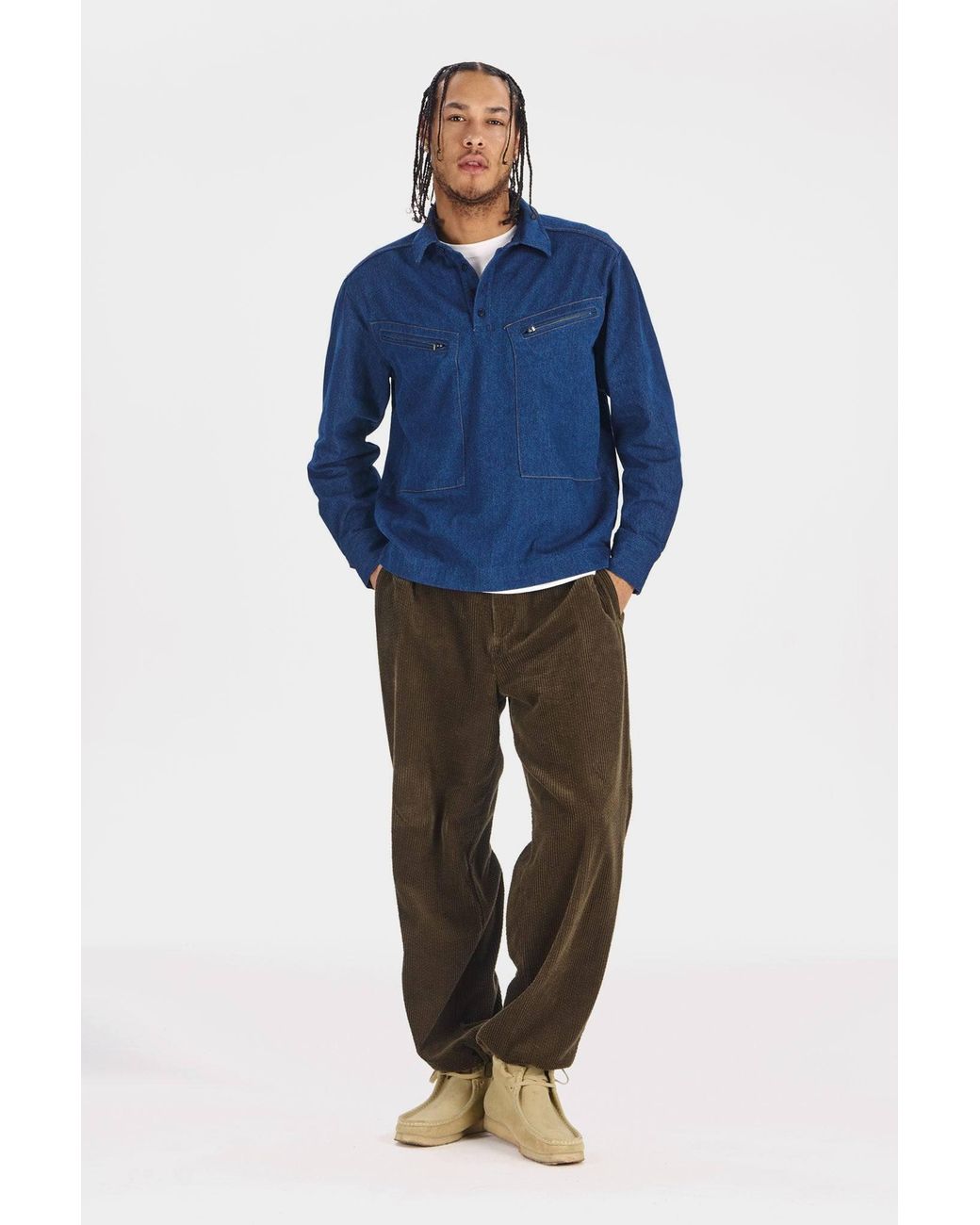 Komodo Green Wayne Organic Cotton Cord Trousers for men
