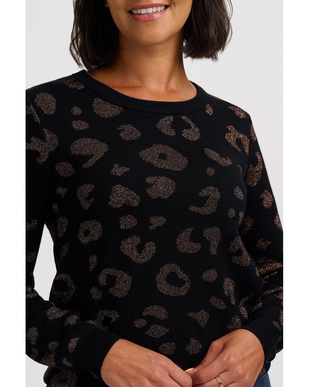 Sugarhill Black Rowena Sweater Bronze Leopard