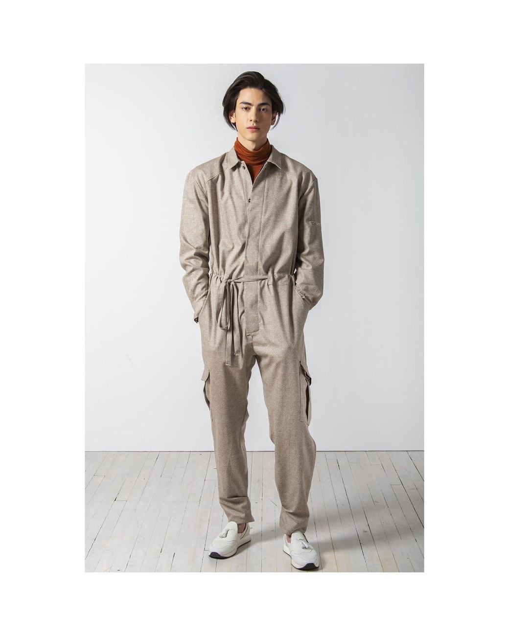 carlton jones Gray Cargo Coverall for men