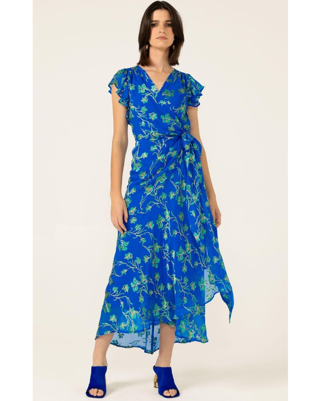 SACHA DRAKE Blue Aphina Wrap Dress