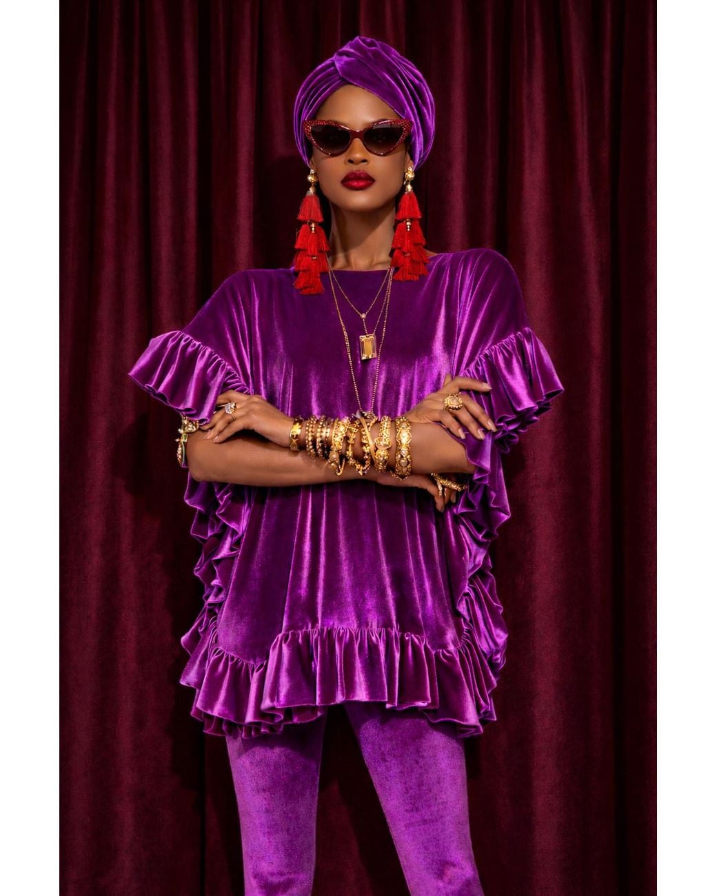 Julia Clancey Purple Mini Ruffle Plum Dress