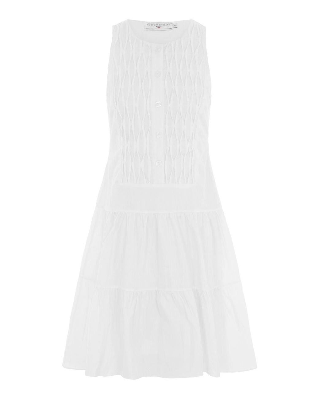 Hortons England White Hatfield Diamond Ruched Midi Dress