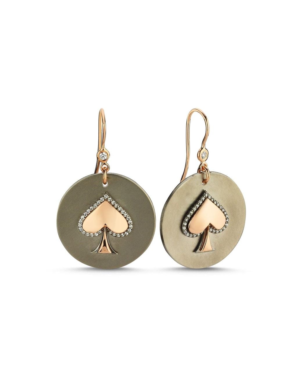 Ecce | Artisan Diamonds Metallic 14K Solid Queen Of Spades Diamond Earrings