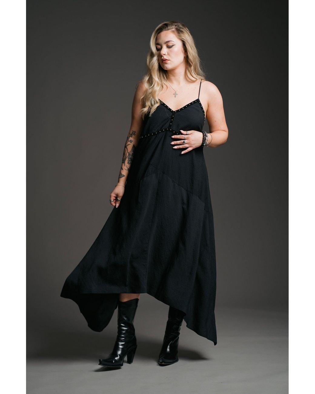 Little Lies Black Landslide Studded Slip Dress