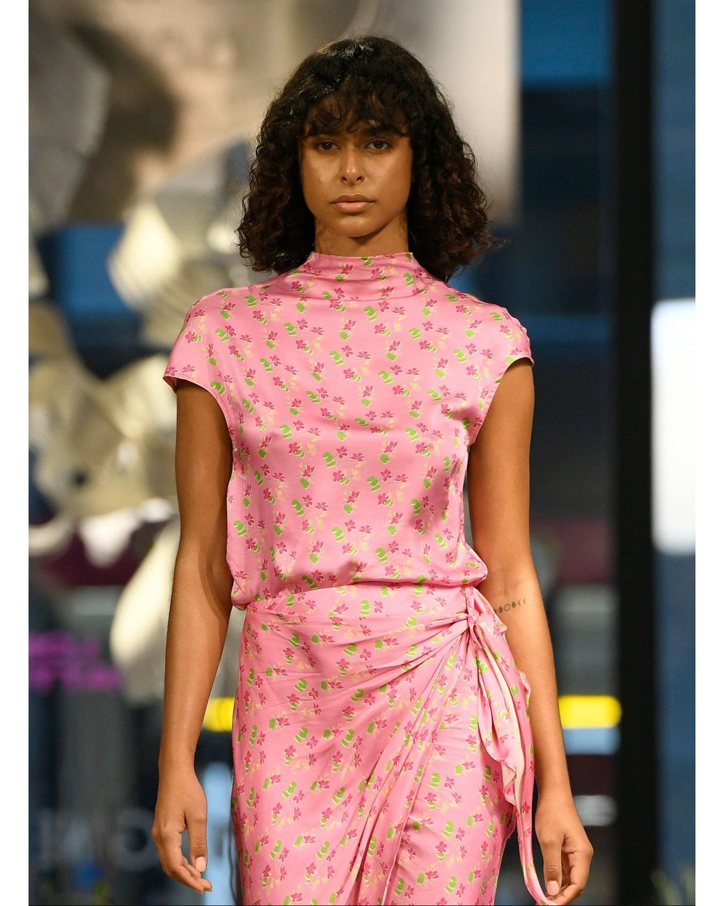 Lost Pattern Purple ”Beach Blossom“ Satin Top