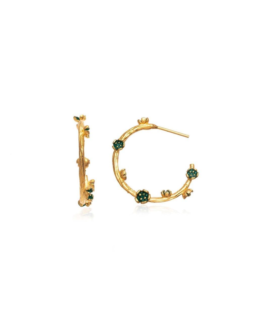 Milou Jewelry Green Small Flower Hoop Earrings