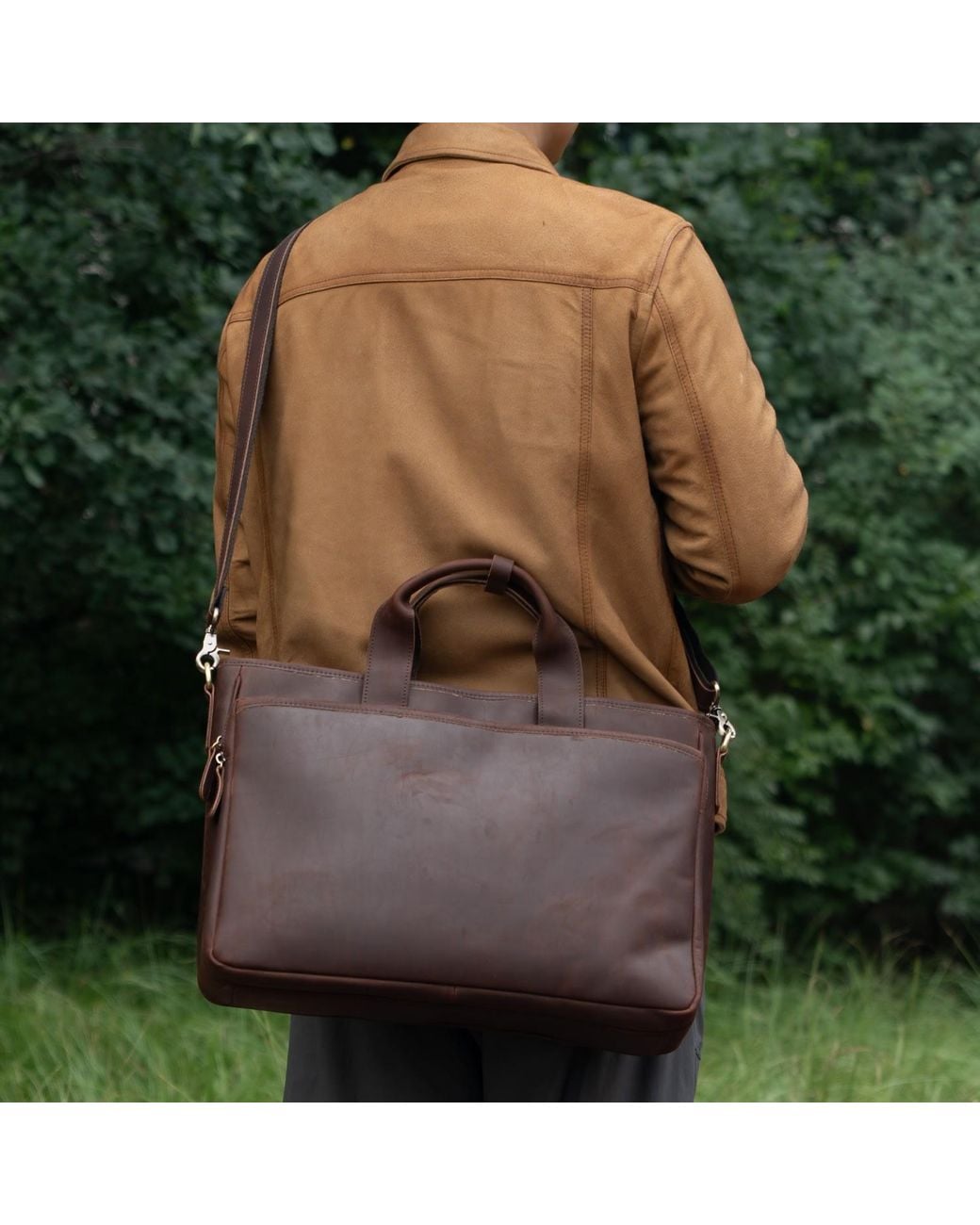 Touri Black Genuine Leather Urban Business Laptop Bag for men