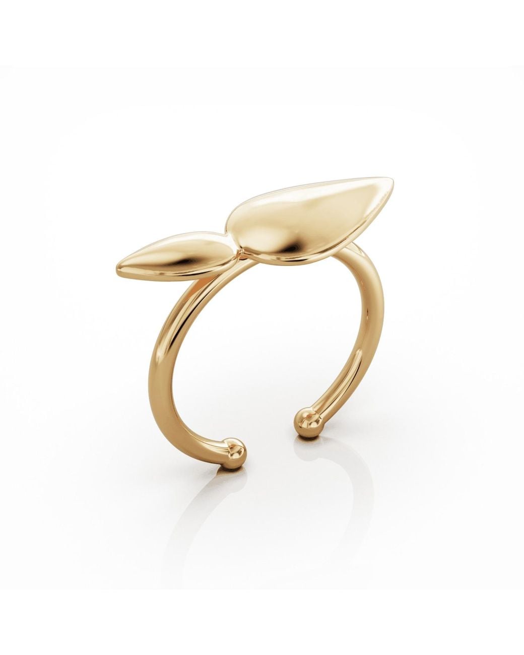 Linda Fiore Metallic Lotus Ring, Small Leaves, 18K
