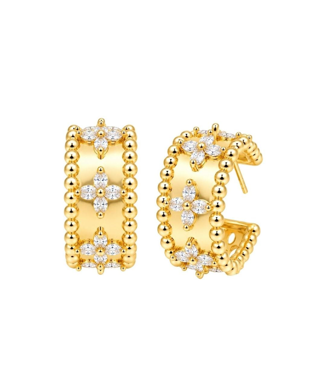 Uchi and Soto Metallic Kinmokusei Bead Floral Earrings