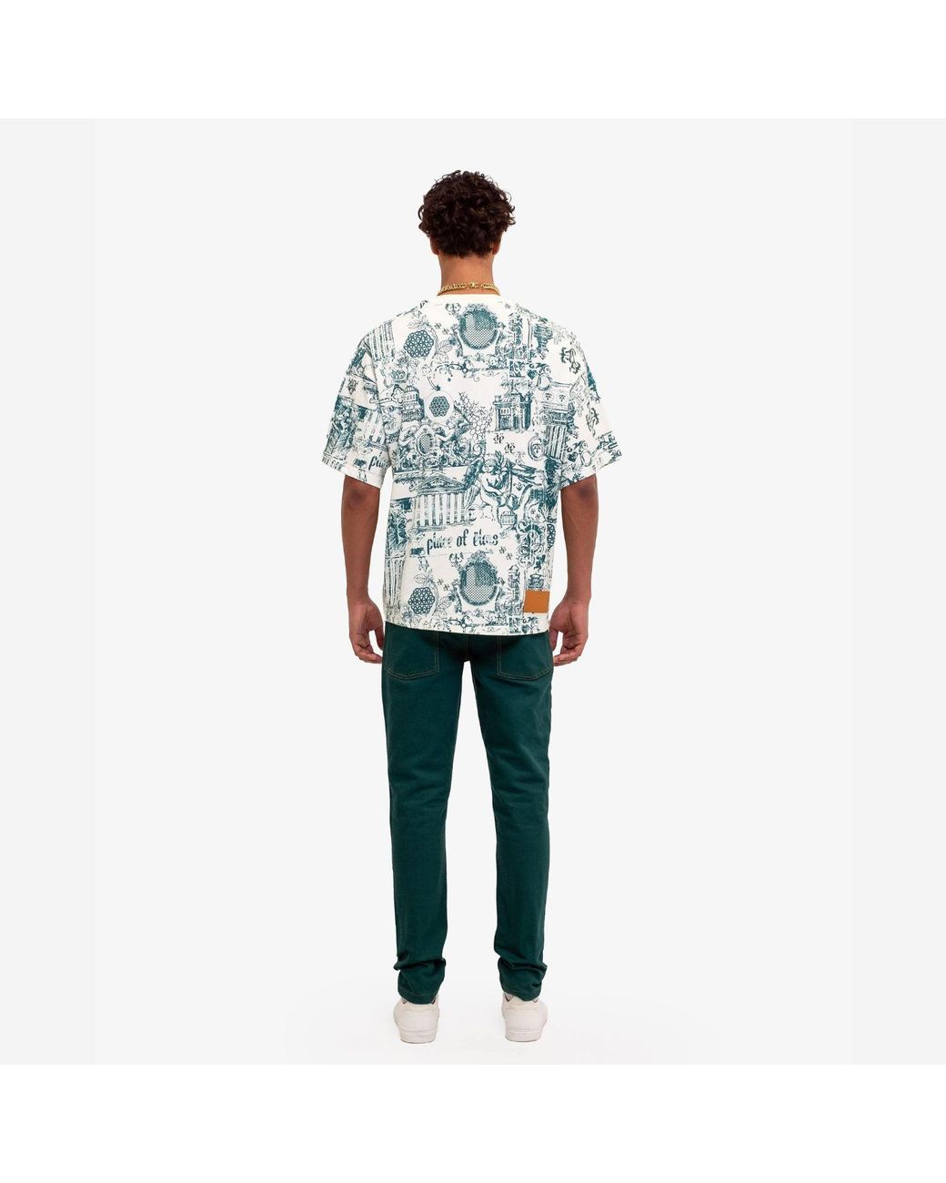 PLACE OF ELMS Blue Flower Of Life T-Shirt for men