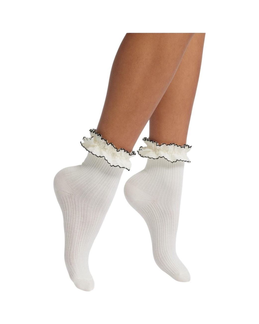 HIGH HEEL JUNGLE by KATHRYN EISMAN Natural Sheer Frilly Socks