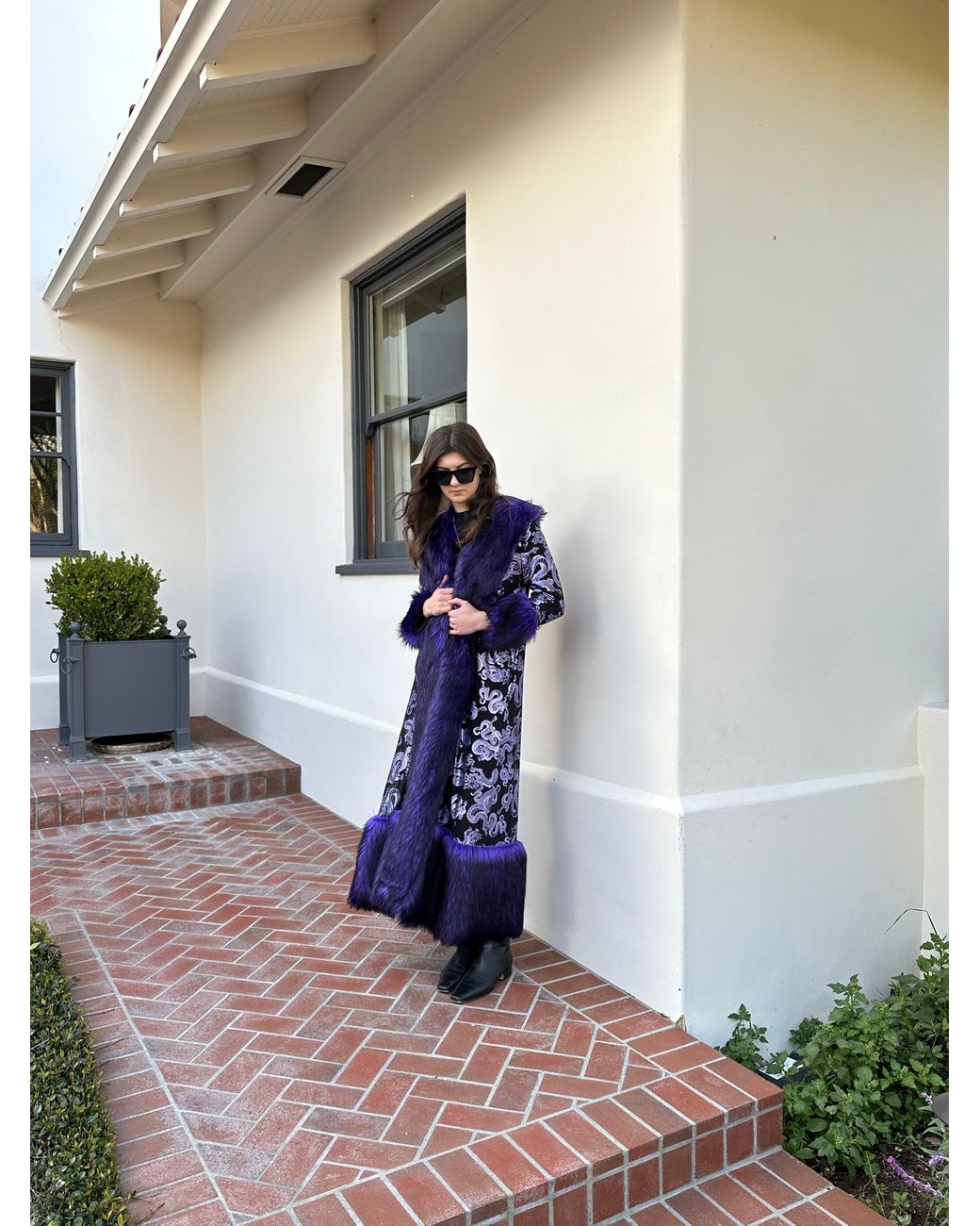 Jennafer Grace Blue Penny Deluxe Nymeria Plum Faux Fur Coat