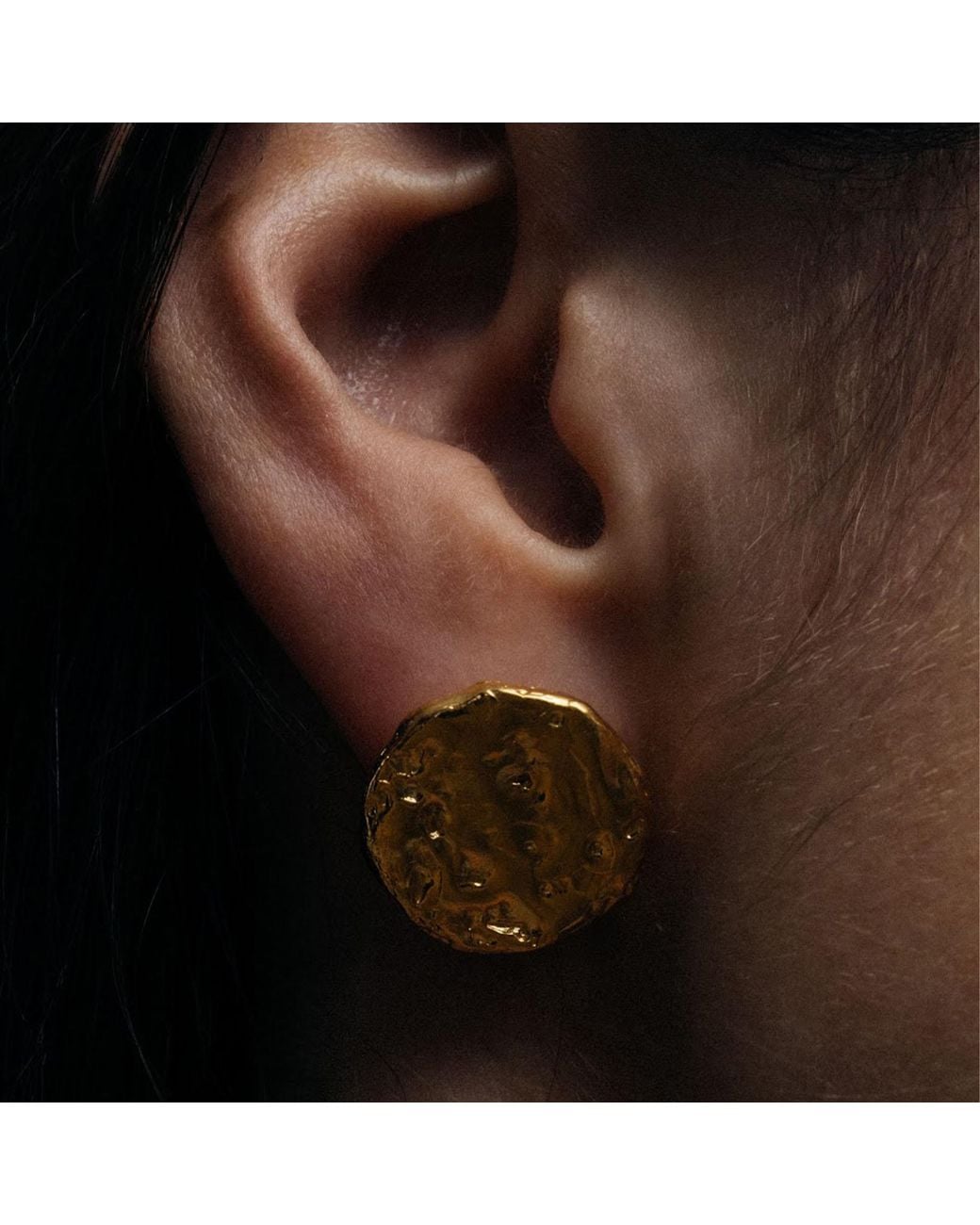 Moca Jewellery Brown Grain Circle Stud Earrings