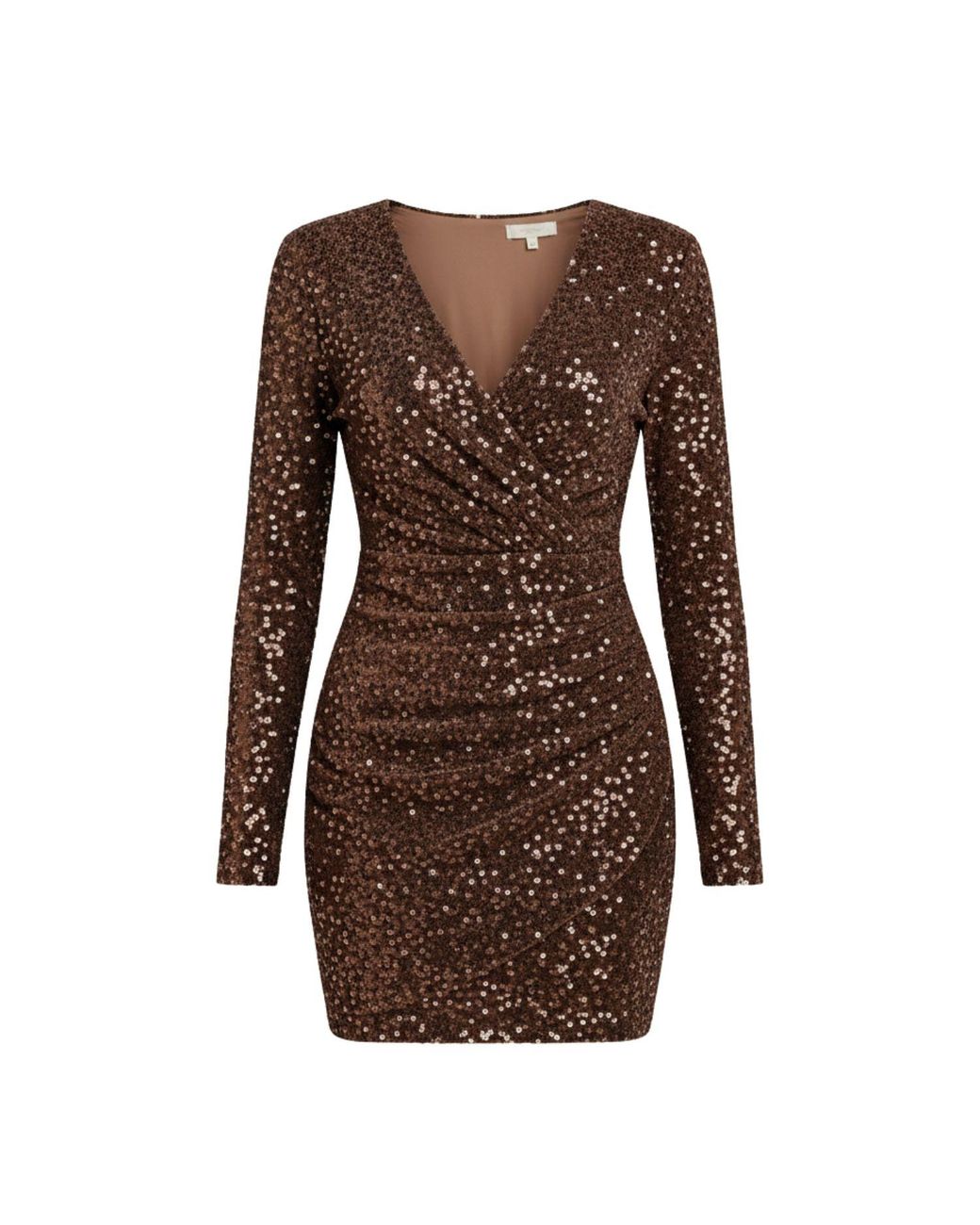 slim fit dress slacks Sheer Embellished Bodycon Mini Dress in Deep Cocoa - 10 main image 0