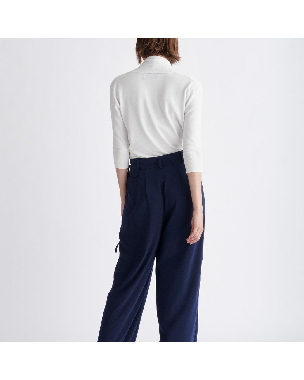 Paisie White Cropped Sleeve Knitted Wrap Top