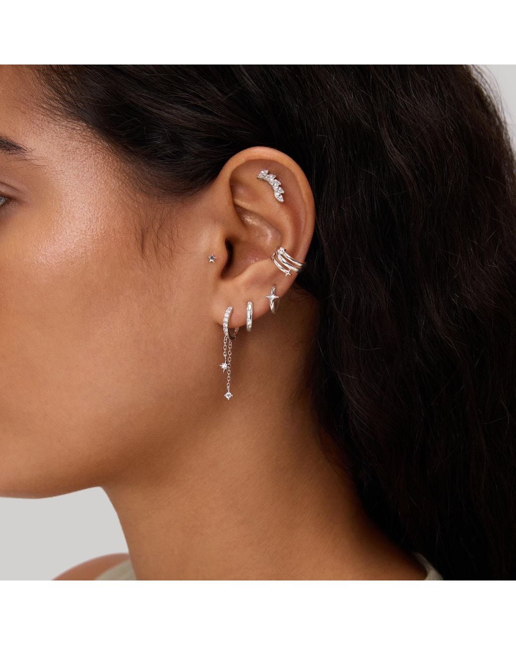Vanhi Metallic 14K Recycled Solid Star Huggie Earring