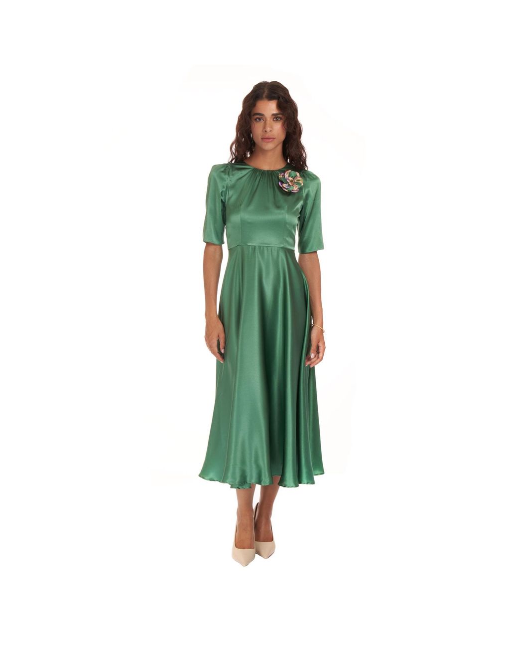 Sofia Tsereteli Green Royal Satin Gown
