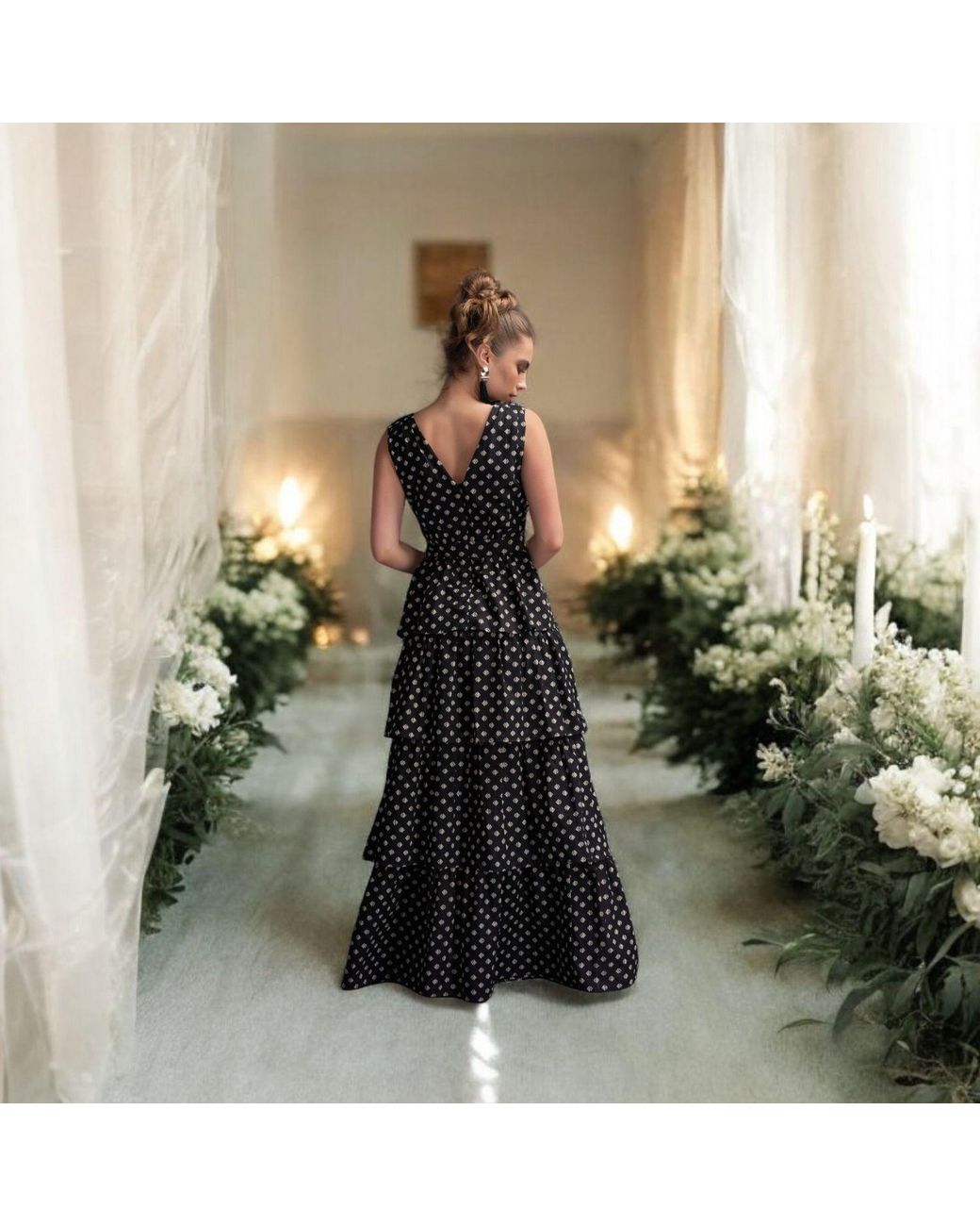 Deer You Black Kate Kissing Multi Tier Maxi Dress