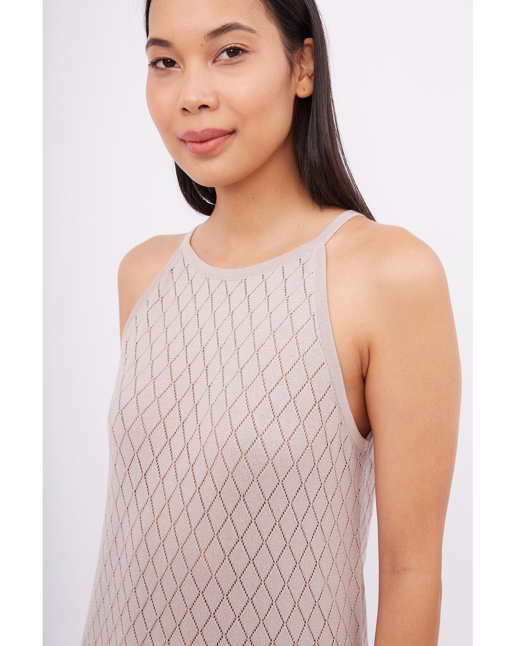 Peraluna Multicolor Neutrals Lisa Openwork Maxi Halter Beach Dress