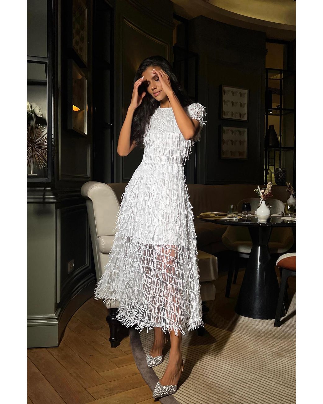 POST MERIDIEM White Sequin Dress