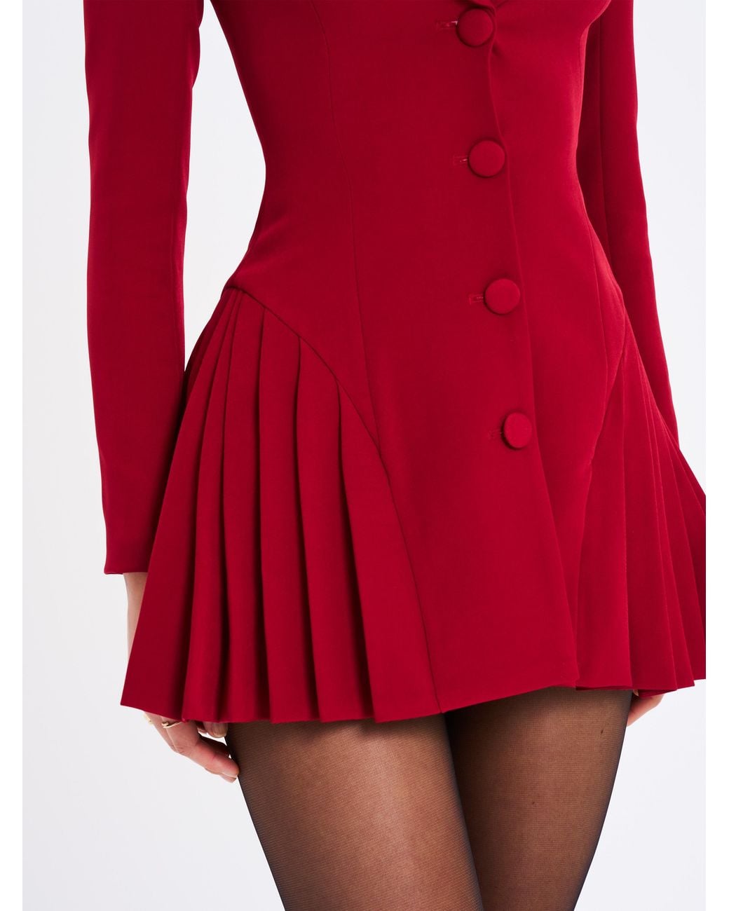 Miss Circle New York Red Delia Burgundy Blazer Dress With Pleated Detail