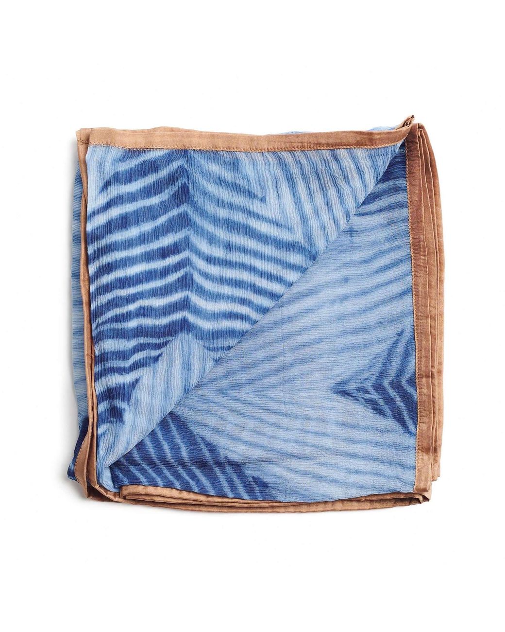 Variously Blue Samu Hand Printed Shibori Silk Chiffon Scarf