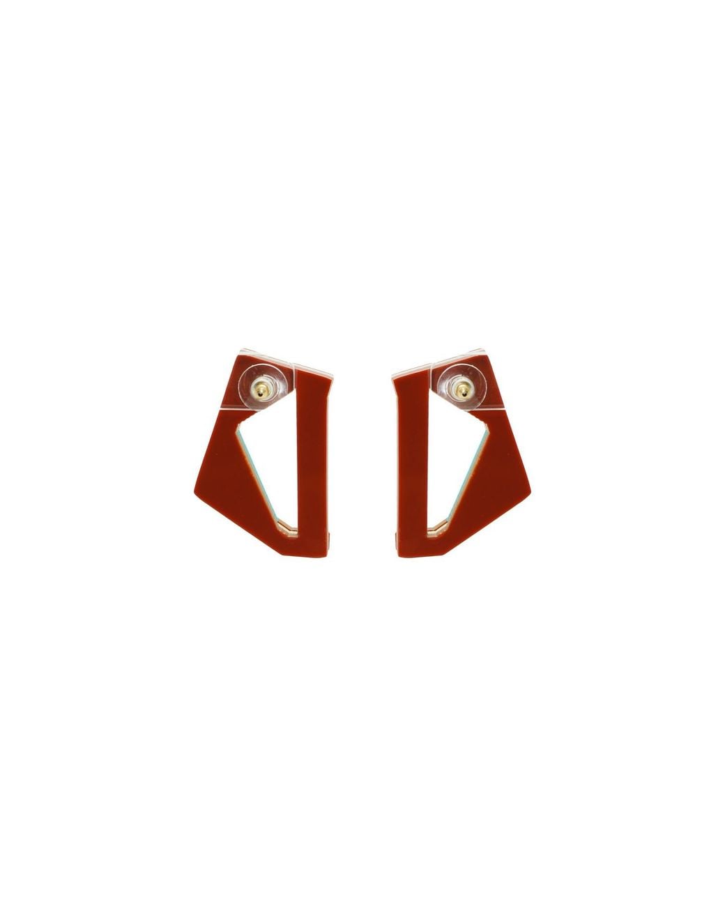 Gissa Bicalho Brown Acrylic Handmade Earring Faceted Cinnamon