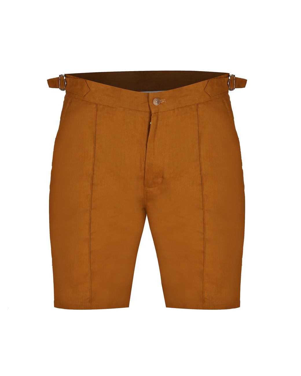 DAVID WEJ Brown Hugo Linen Short With Side Adjuster for men