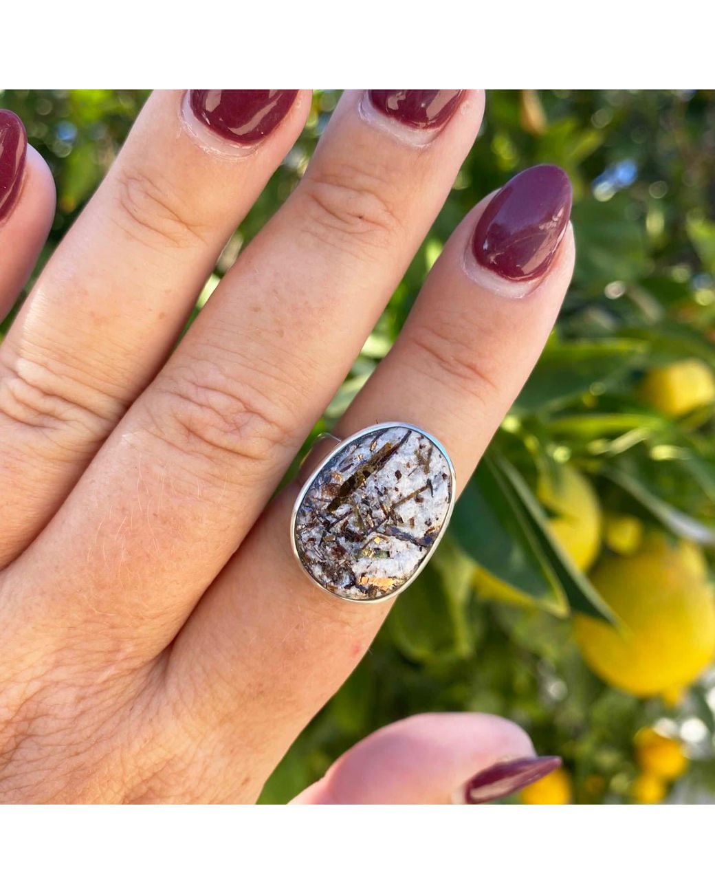 Glamrocks Jewelry Metallic Astrophyllite Sterling One Of A Kind Ring