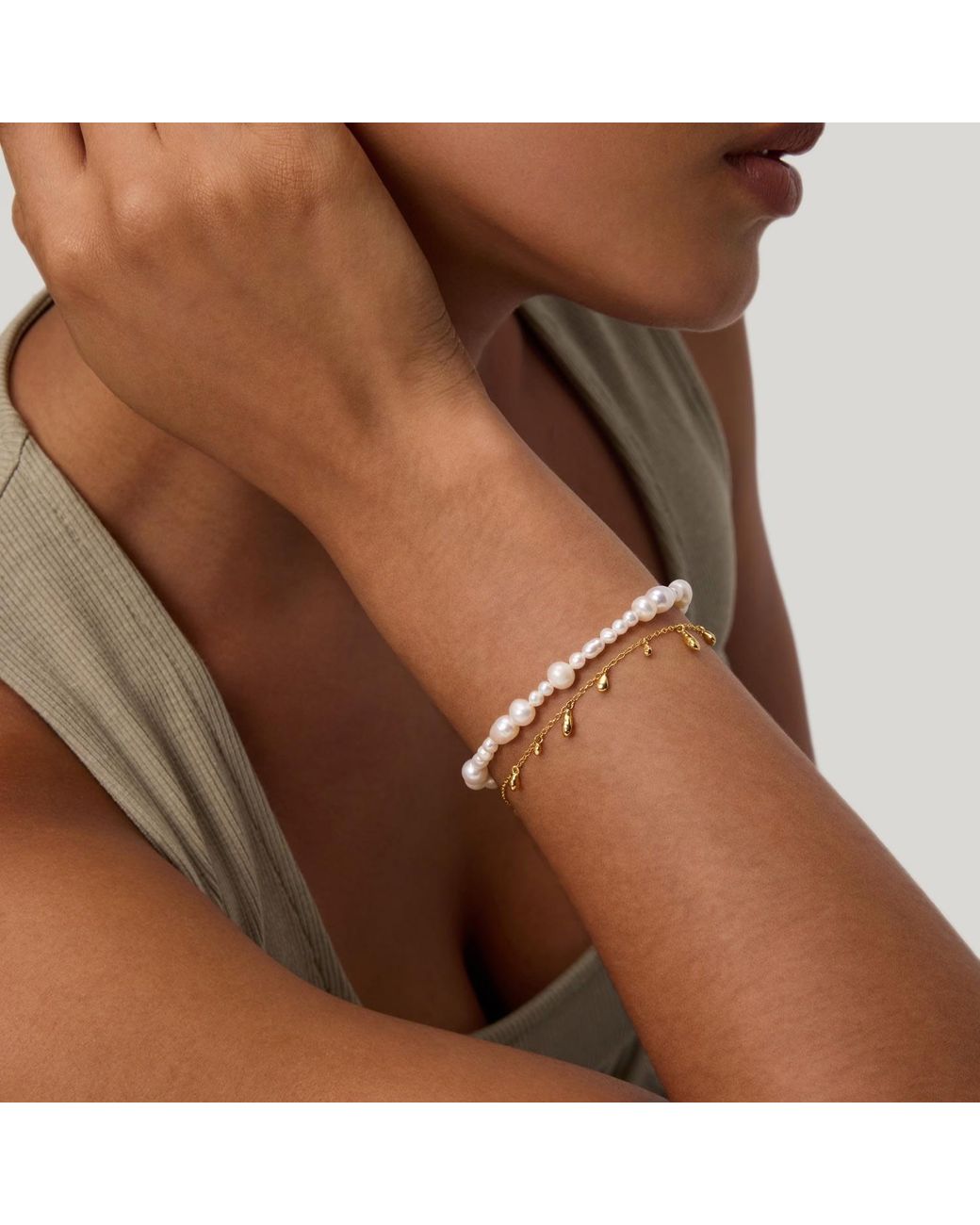 Vanhi White Rhea Molten Cascade Bracelet