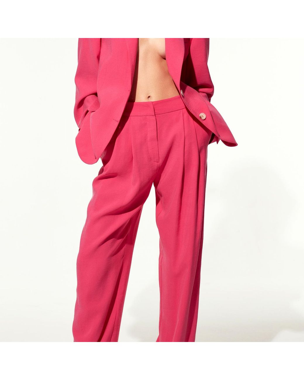 NAZLI CEREN Tina Wide-leg Trousers In Bubble Gum Pink