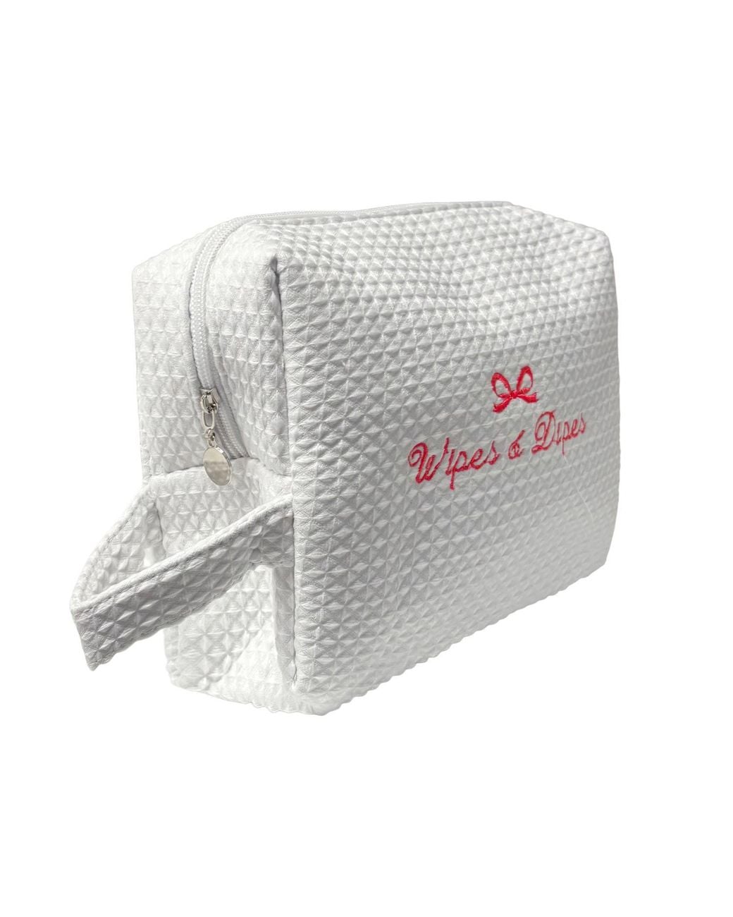 Lilly Loves White Bow Wipes And Dipes Waffle Bag