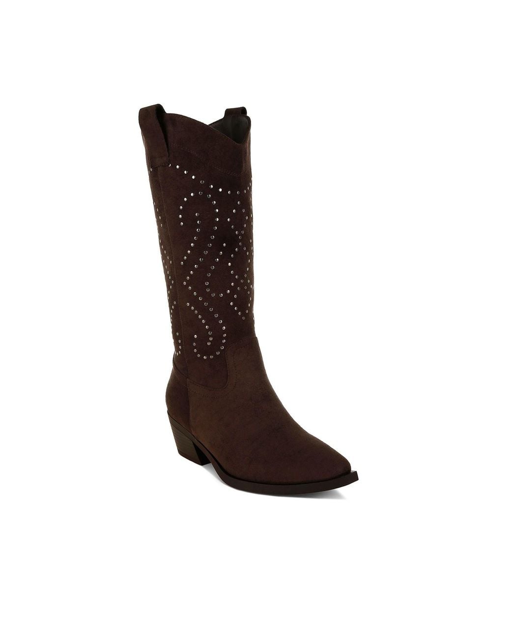 Rag & Co Brown Lariat Studs Embellished Cowboy Boots