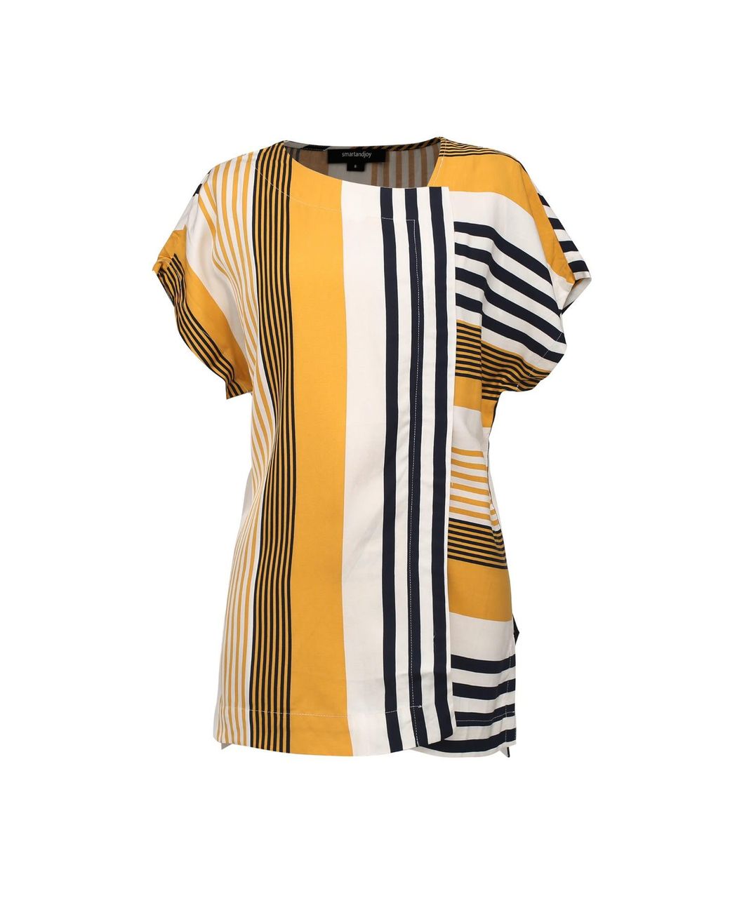 Smart and Joy Yellow Long Stripe Print Game Top