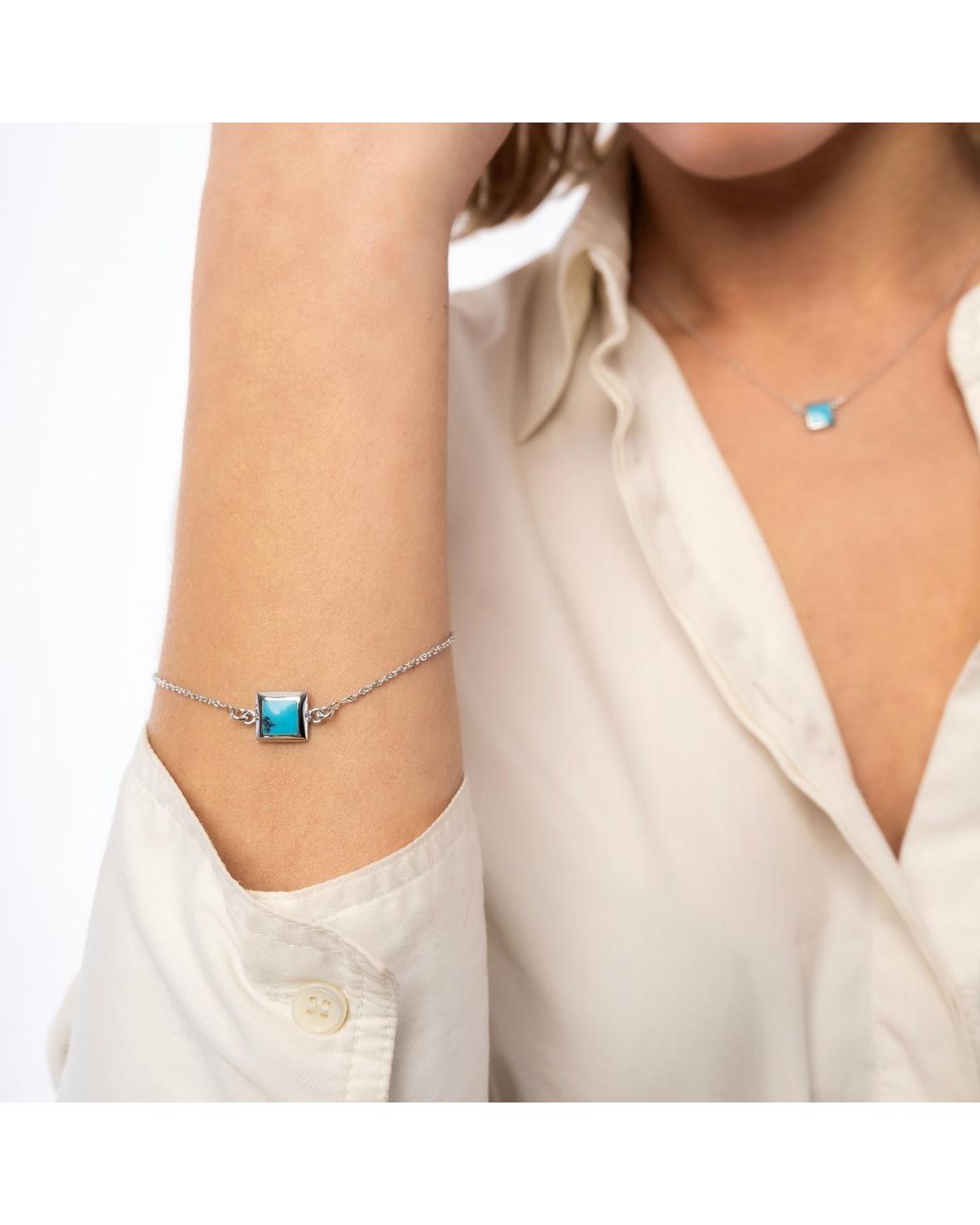 Spero London Blue Square Sterling Bracelet