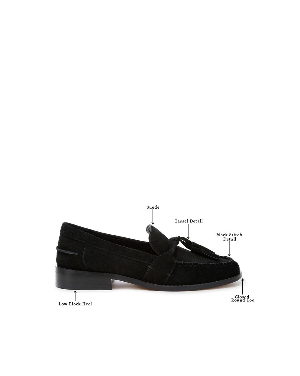 Rag & Co Black Rhone Tassels Detail Genuine Suede Loafers