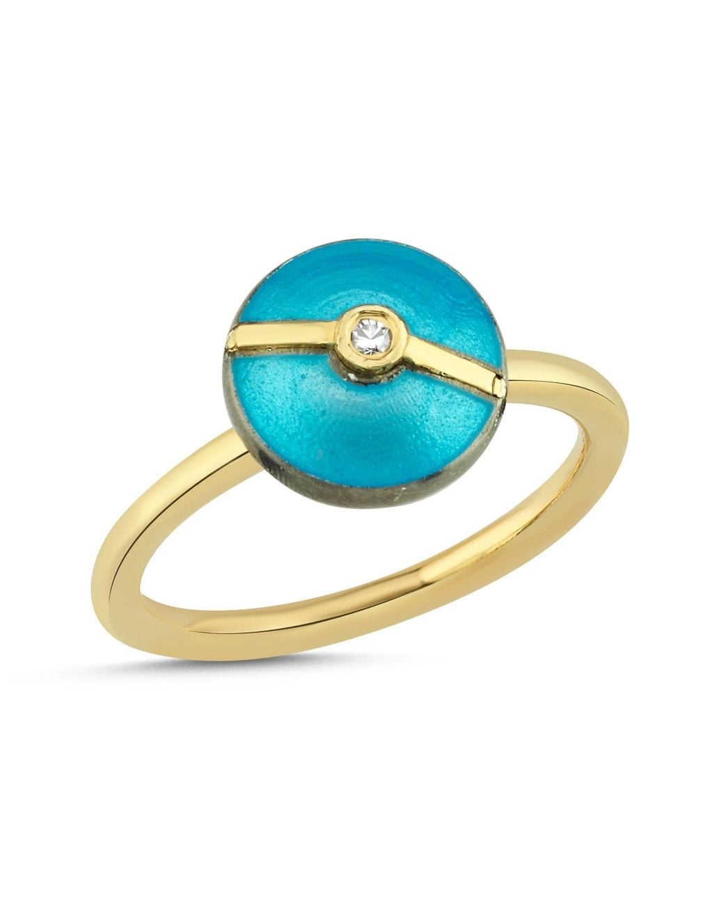 Ecce | Artisan Diamonds Blue Enamelled Mini Multi Diamond Buttons 14K Ring